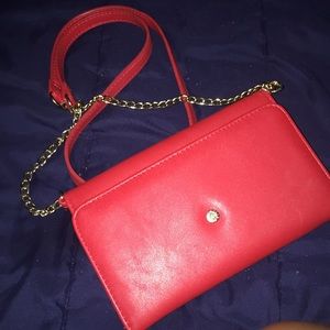 red gold chain clutch purse